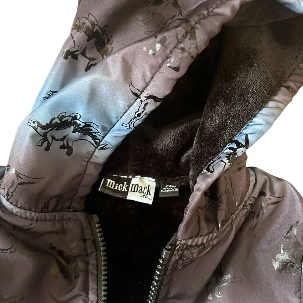 Mick Mack Jacket Boys Size 24 Months Dinosaurs‎ Hooded Blue Gray Black